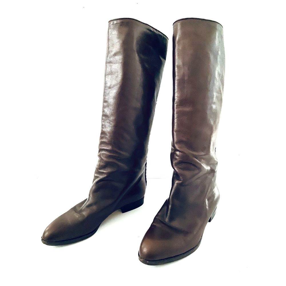 Galo Brown Leather Boots Knee High Sz 6.5 37